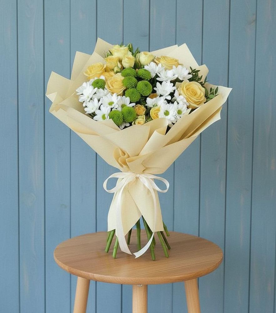 Букет цветов из: Хризантемы и Розы в Ремонтном
