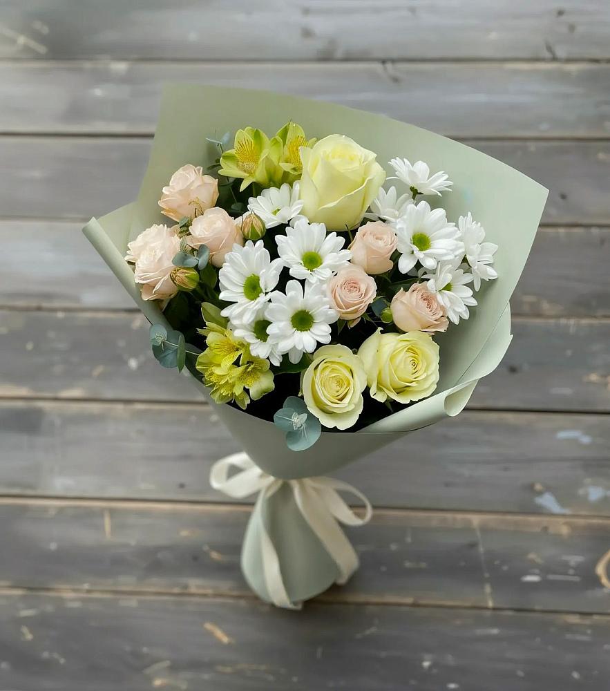 Букет цветов из: Альстромерии, Розы и Хризантемы в Ремонтном