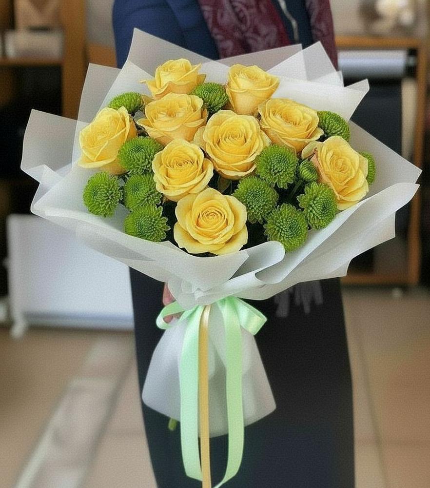 Букет цветов из: Хризантемы и Розы в Ремонтном