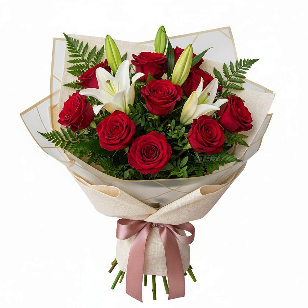 Букет цветов из: Лилии и Розы в Ремонтном