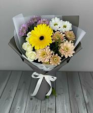 Букет цветов из:  Розы, Герберы и Хризантемы в Ремонтном