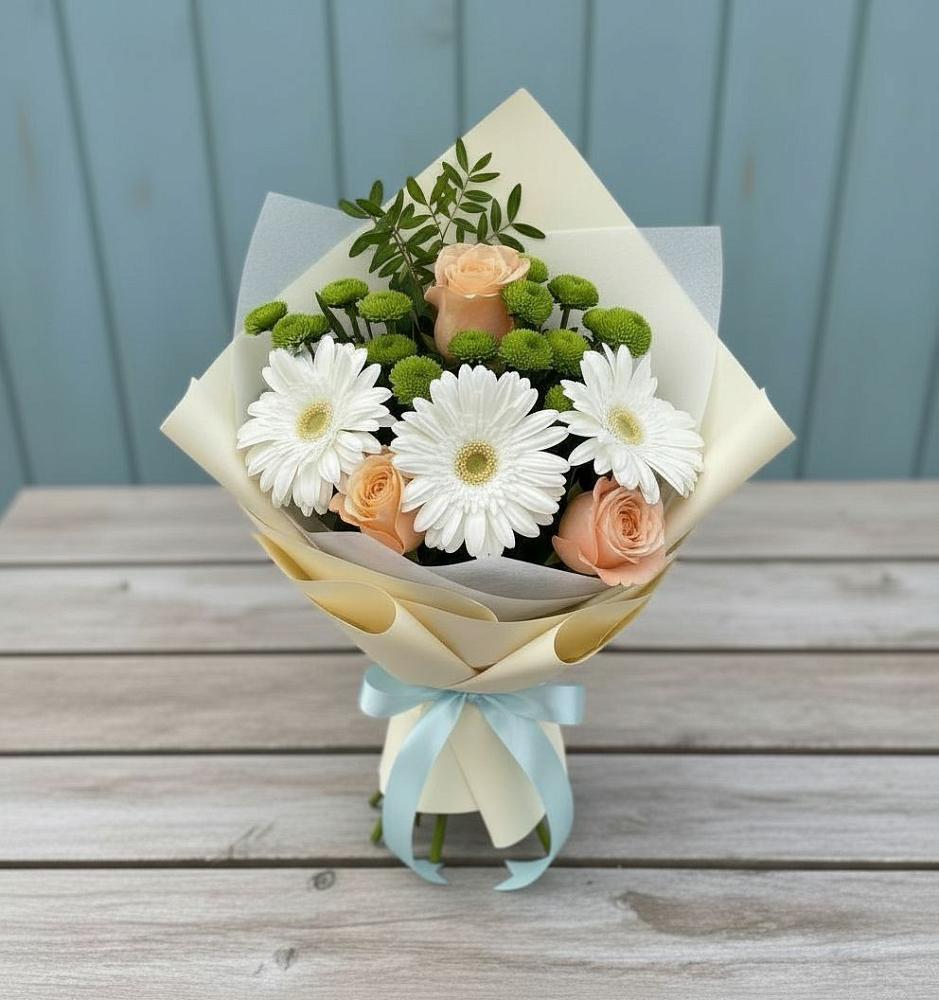 Букет цветов из: Герберы, Розы и Хризантемы в Ремонтном