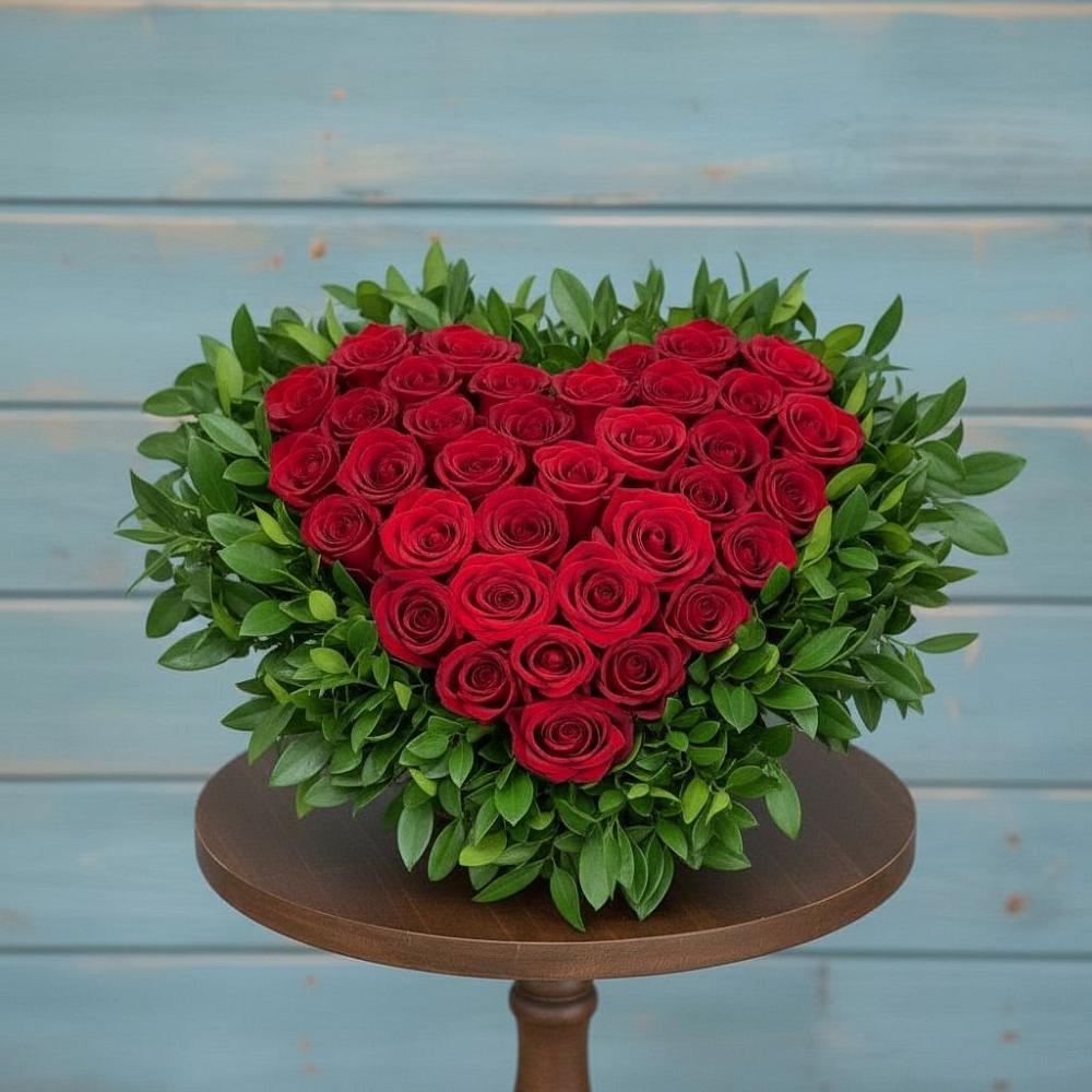 Цветочная композиция из Розы в виде сердца в Ремонтном