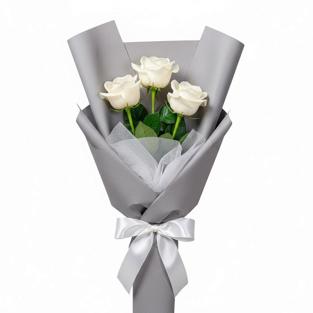 Букет 3 белые розы в Ремонтном
