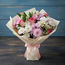 Букет цветов из:  Хризантемы, Альстромерии и Розы в Ремонтном