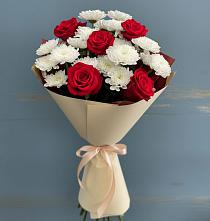 Букет цветов из:  Розы и Хризантемы #REPLACE_PRED# Ремонтном