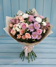 Букет цветов из:  Хризантемы, Розы и Альстромерии #REPLACE_PRED# Ремонтном