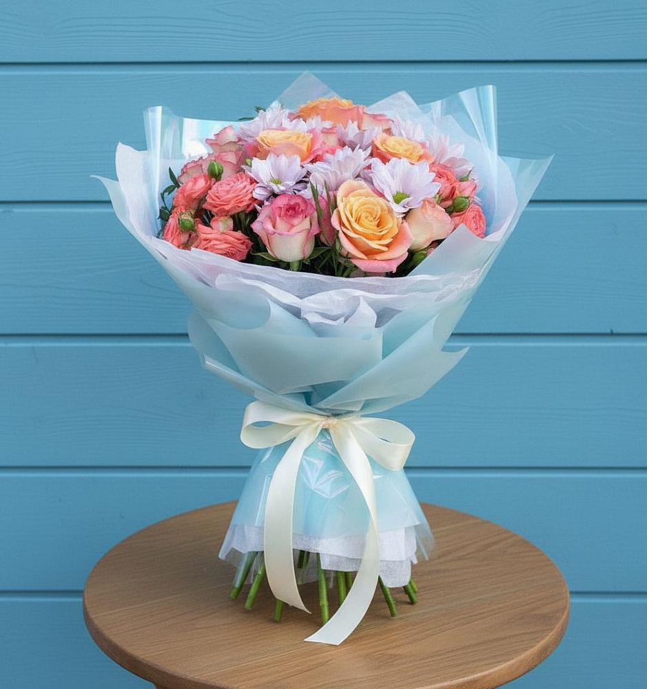 Букет цветов из: Хризантемы и Розы в Ремонтном