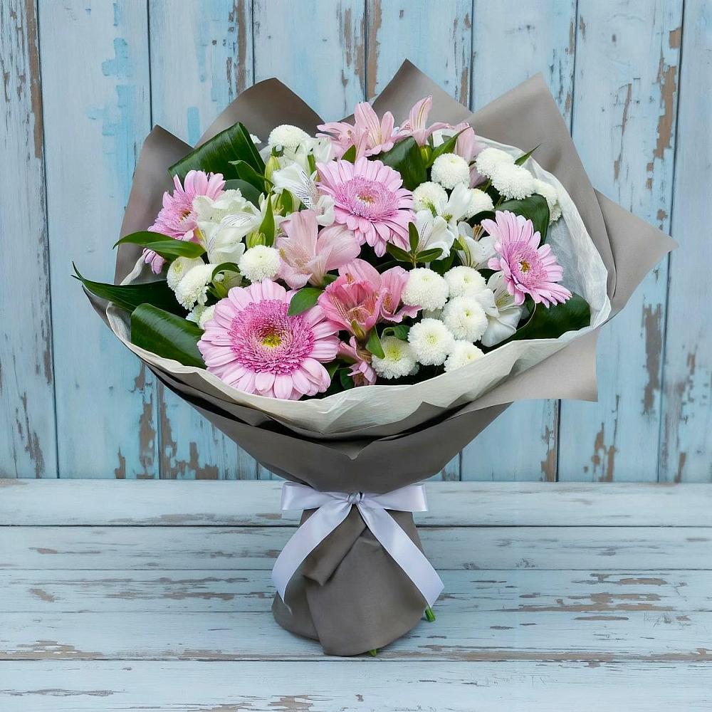 Букет цветов из: Герберы, Альстромерии и Хризантемы в Ремонтном